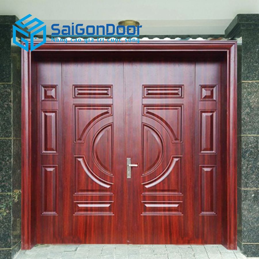 Cửa thép vân gỗ dùng làm cửa chính an toàn